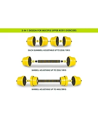 Adjustable Dumbbells and Barbell Set, 44lb