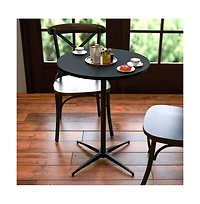 24" Round Wood Cocktail Table With 30" And 42" Columns