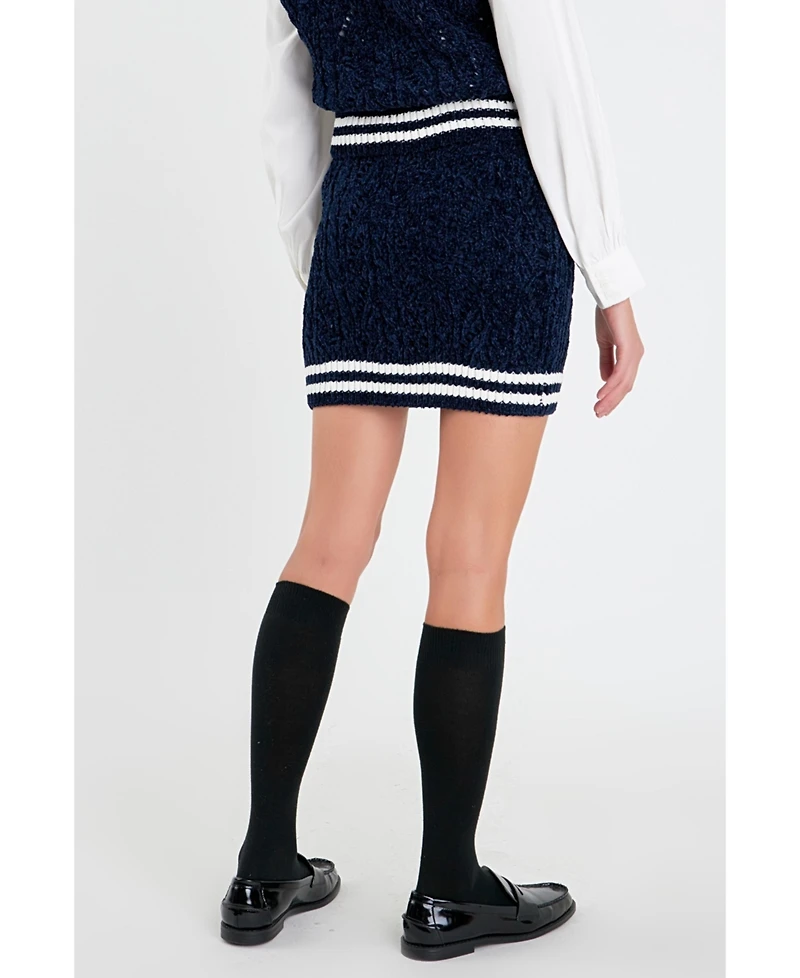Women's Chenille Contrast Mini Skirt