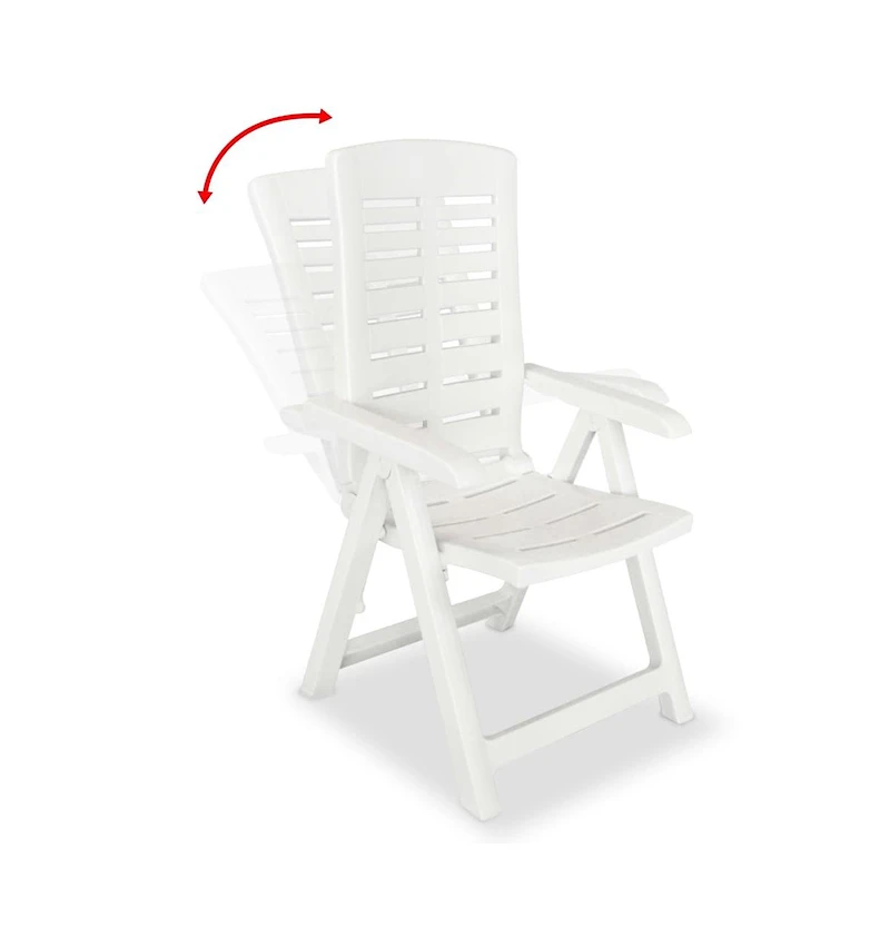 Reclining Patio Chairs 2 pcs Plastic White