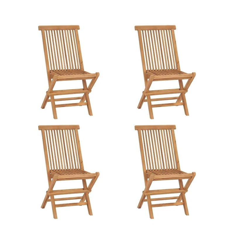 Folding Patio Chairs 4 pcs Solid Teak Wood
