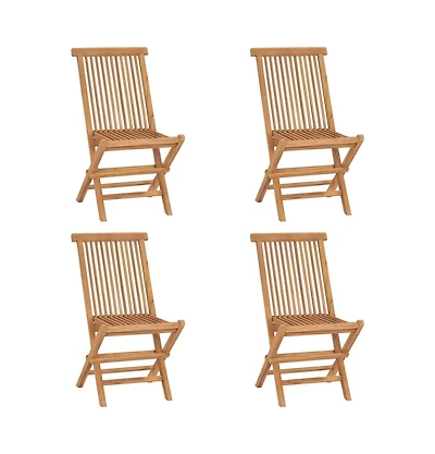 Folding Patio Chairs 4 pcs Solid Teak Wood