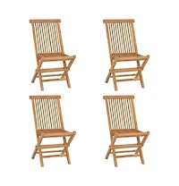 Folding Patio Chairs 4 pcs Solid Teak Wood