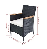 Patio Chairs 2 pcs with Cushions Poly Rattan Black