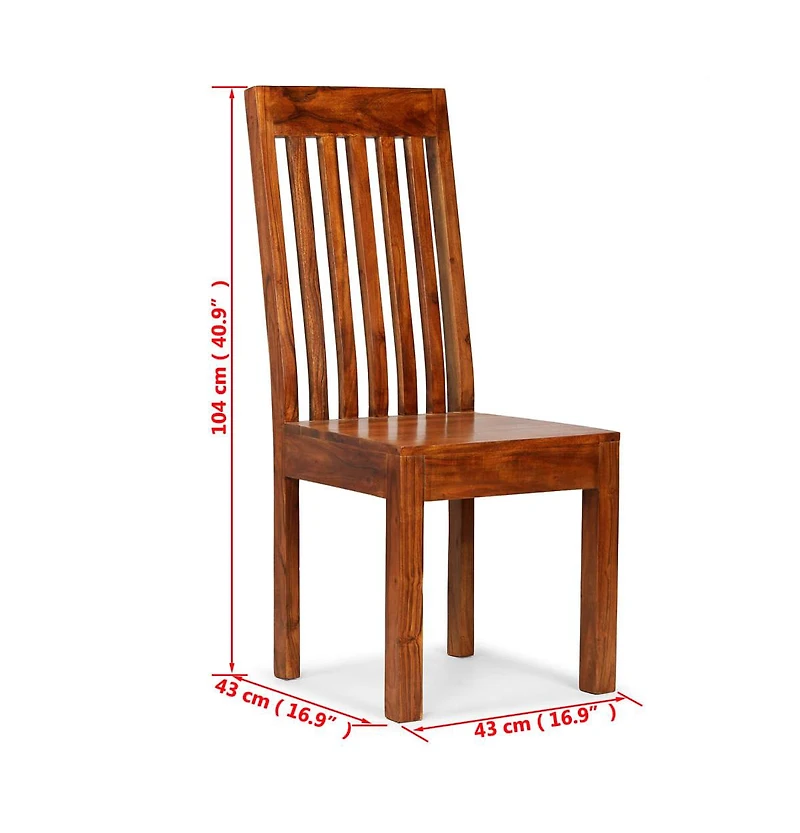 Dining Chairs 2 pcs Solid Wood with Honey Finish Modern