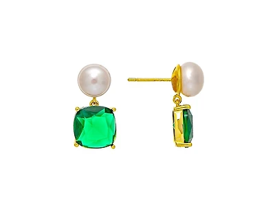 Pearl and Emerald Crystal Drop Earring