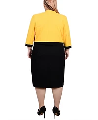 Ny Collection Plus 3/4 Sleeve Colorblocked Dress, 2 Piece Set