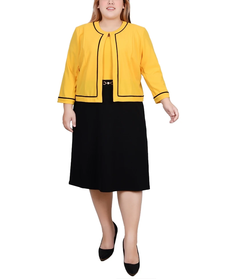Ny Collection Plus 3/4 Sleeve Dress, 2 Piece Set