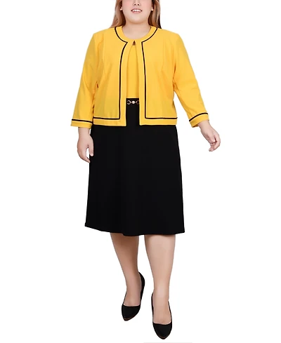 Ny Collection Plus 3/4 Sleeve Dress, 2 Piece Set