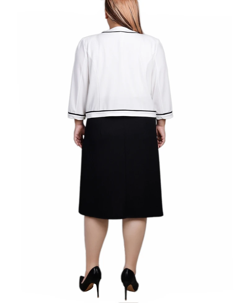 Ny Collection Plus 3/4 Sleeve Dress, 2 Piece Set