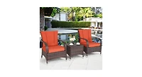 3PCS Outdoor Patio Rattan Wicker Furniture Set-Orange