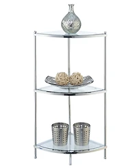 Convenience Concepts 13.75" Chrome Royal Crest Tier Glass Corner Shelf