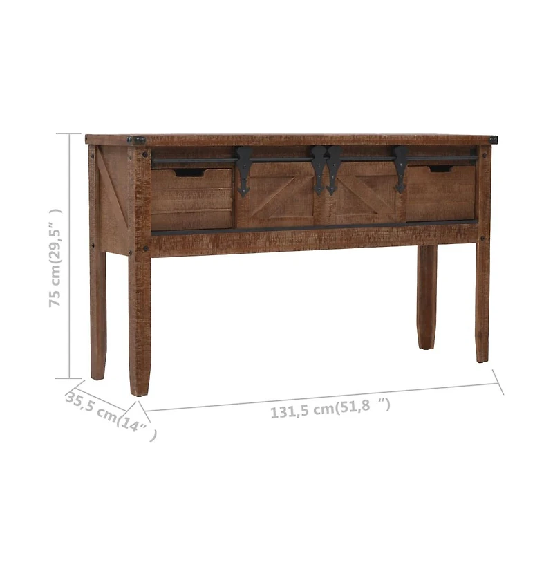 Console Table Solid Fir Wood 51.6"x14"x29.5" Brown