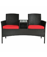 Modern Patio Conversation Set with Built-in Coffee Table and Cushions