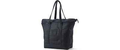 Lands' End Extra Large Solid Color 5 Pocket Zip Top Long Handle Canvas Tote Bag