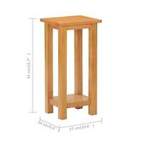Side Table 10.6"x9.4"x21.7" Solid Oak Wood