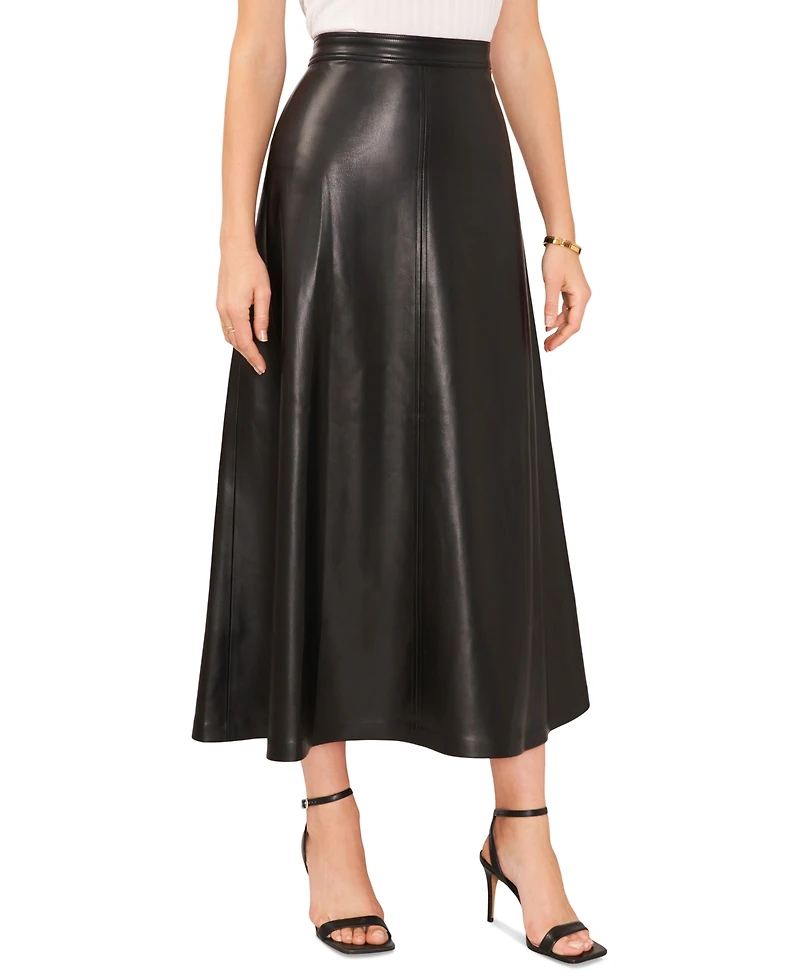 Vince Camuto Women's Faux-Leather Seamed Maxi Skirt