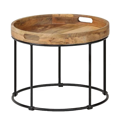 Coffee Table Solid Mange Wood and Steel 19.7"x15.7"