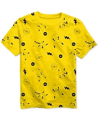 Pokemon Big Boys Pikachu All Over Print Crewneck T-Shirt