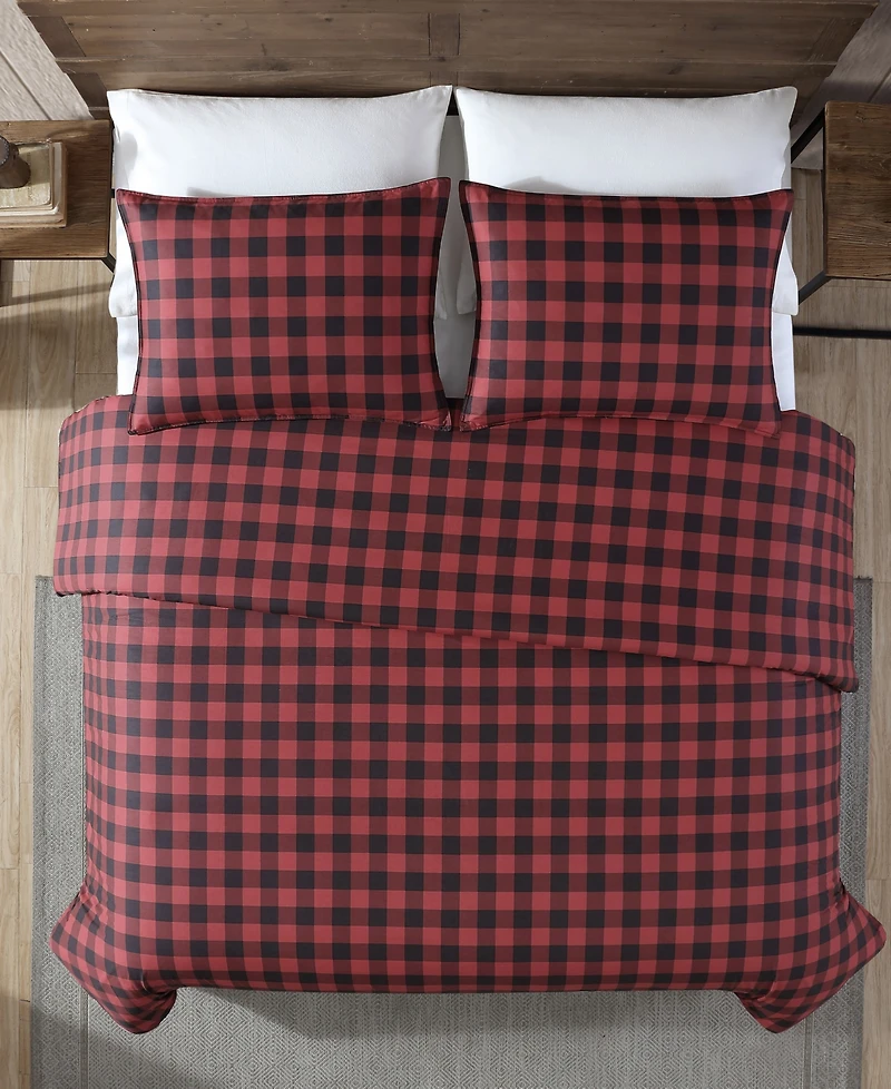 Closeout! Eddie Bauer Mountain Plaid Cotton Reversible 3 Piece Comforter Set, King