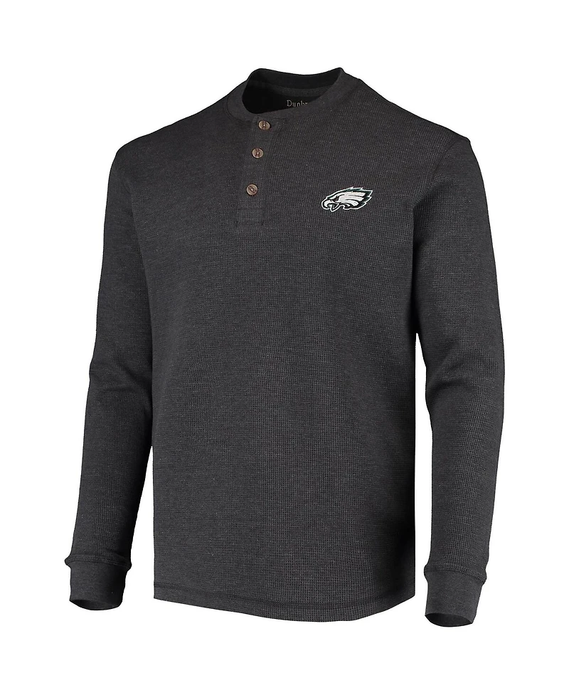 Men's Dunbrooke Charcoal Philadelphia Eagles Logo Maverick Thermal Henley Long Sleeve T-shirt