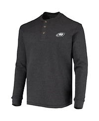 Men's Dunbrooke Charcoal Philadelphia Eagles Logo Maverick Thermal Henley Long Sleeve T-shirt