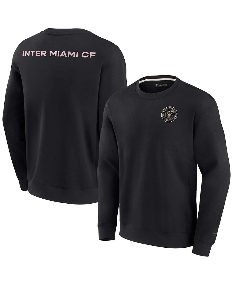 Men's and Women's Fanatics Signature Black Inter Miami Cf Super Soft Fleece Crew Sweatshirt