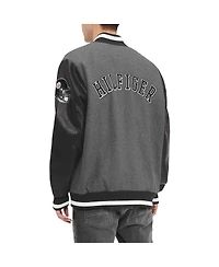 Men's Tommy Hilfiger Heather Gray, Black Pittsburgh Steelers Gunner Full-Zip Varsity Jacket