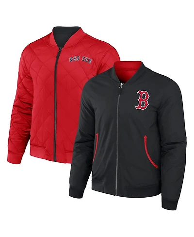 Men's Darius Rucker Collection by Fanatics Black, Red Boston Red Sox Reversible Full-Zip Bomber Jacket
