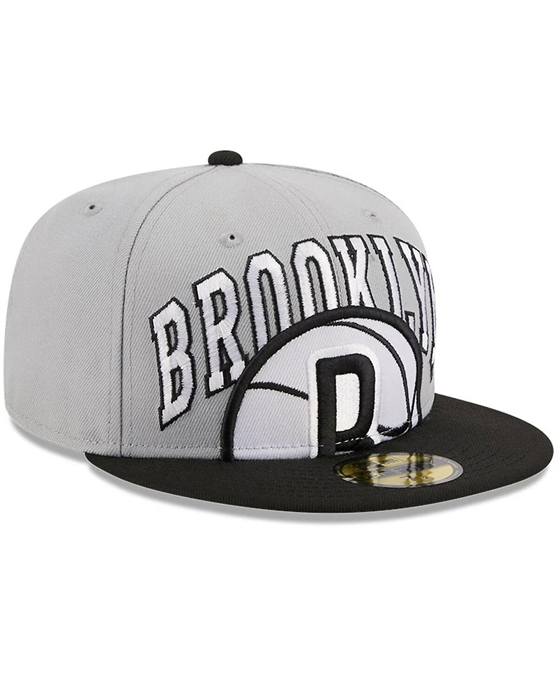 Men's New Era Gray, Black Brooklyn Nets Tip-Off Two-Tone 59FIFTY Fitted Hat