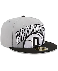 Men's New Era Gray, Black Brooklyn Nets Tip-Off Two-Tone 59FIFTY Fitted Hat