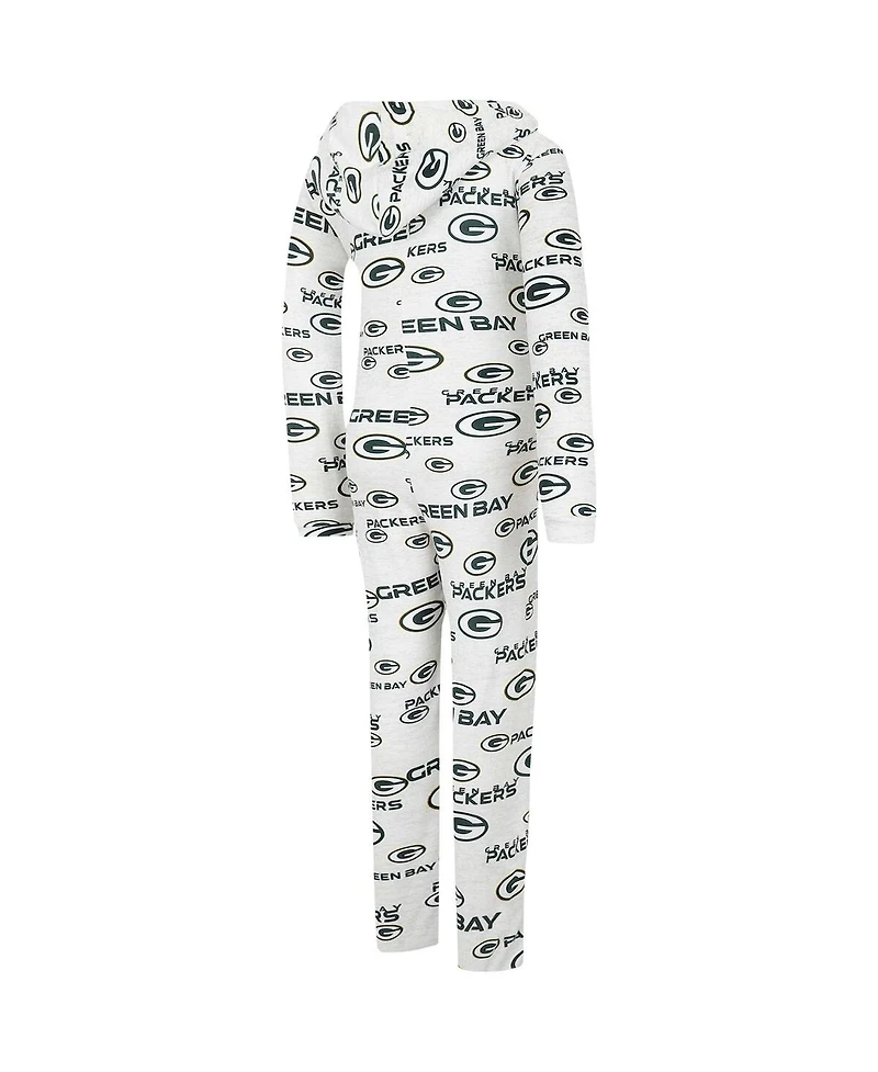 Women's Concepts Sport Cream Green Bay Packers Docket Hoodie Full-Zip Union Suit