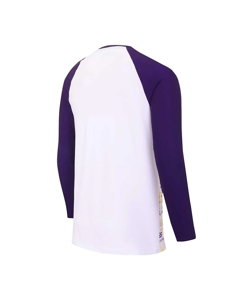 Men's Concepts Sport White, Purple Minnesota Vikings Tinsel Raglan Long Sleeve T-shirt and Pants Sleep Set