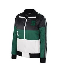 Women's The Wild Collective Green Michigan State Spartans Color-Block Puffer Full-Zip Jacket