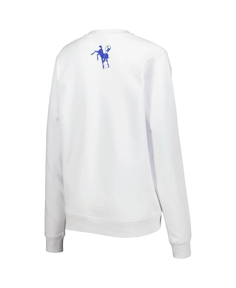 Women's The Wild Collective White Indianapolis Colts Cheer V-Neck Fleece Pullover Sweatshirt