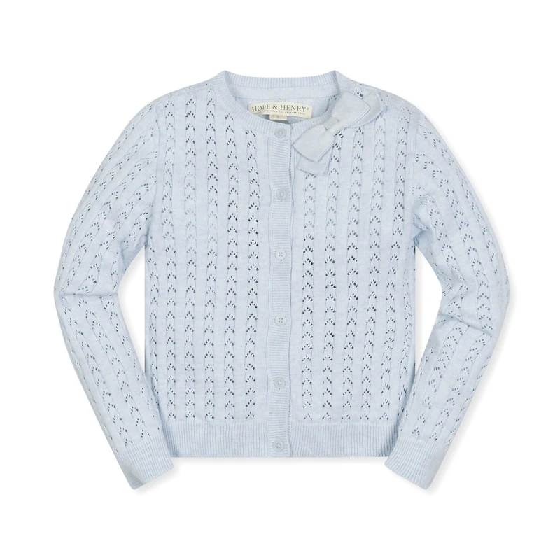 Hope & Henry Girls' Point Elle Bow Cardigan, Infant