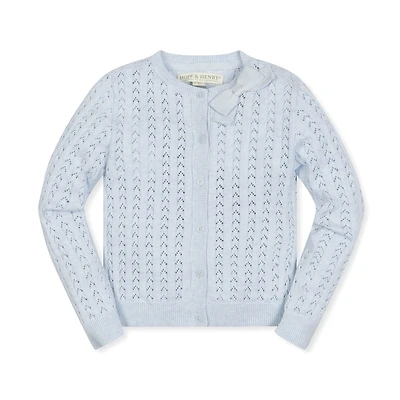 Hope & Henry Girls' Point Elle Bow Cardigan, Infant