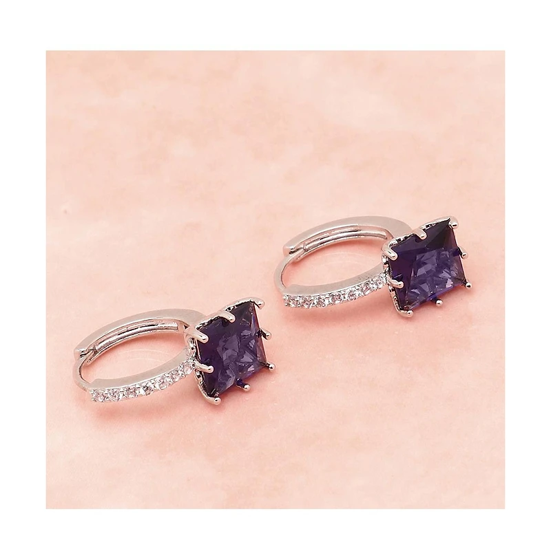 Sohi Women's Black Stone Hoop Earrings