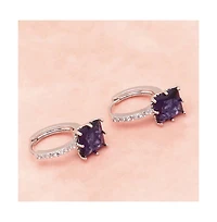 Sohi Women's Black Stone Hoop Earrings