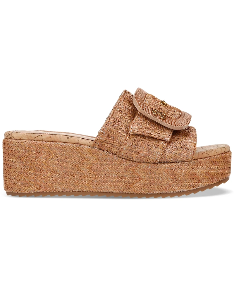 Sam and Libby Women's Crysta Buckle Platform Wedge Sandals
