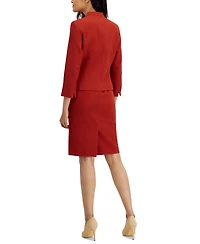Le Suit Women's Crepe Open Front Jacket & Crewneck Sheath Dress Set, Regular Petite