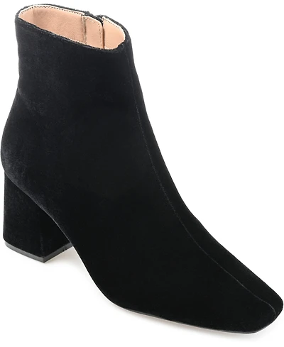 Journee Collection Women's Hazara Wide Width Velvet Block Heel Dress Booties