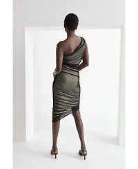 Crescent Women's Arya One Shoulder Ruched Mesh Midi Dress
