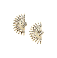 Sohi Women's Gold Embellished Rays Drop Earrings