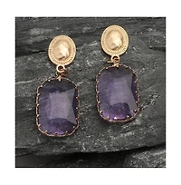 Sohi Women's Purple Stone Drop Earrings