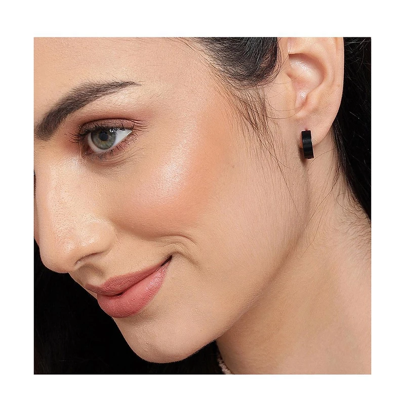 Sohi Women's Black Minimal Hoop Earrings