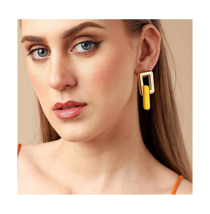 Sohi Women's Yellow Chain-link Drop Earrings