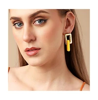 Sohi Women's Yellow Chain-link Drop Earrings