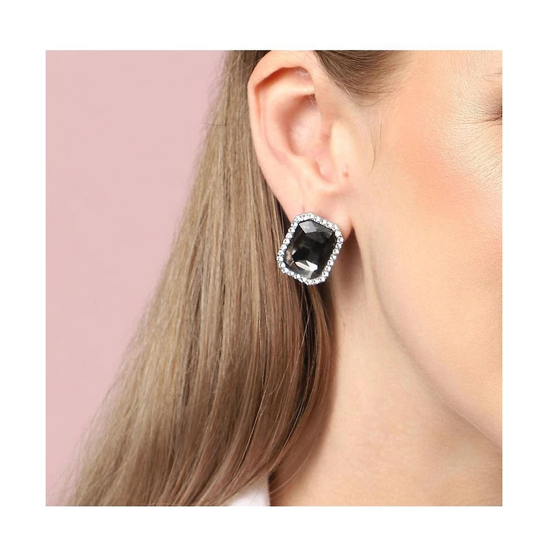Sohi Women's Black Stone Stud Earrings