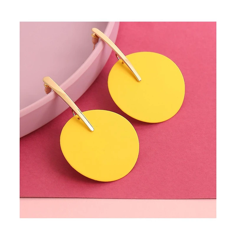 Sohi Women's Yellow Circular Drop Earrings